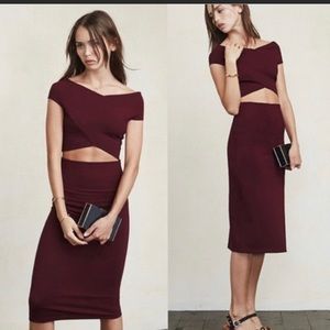 Reformation Gwen Midi Skirt Size XXS Berry